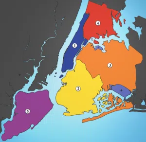 The five boroughs of New York City