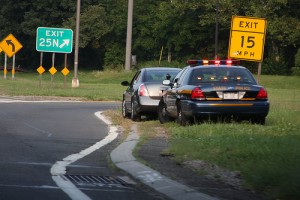 New York State Trooper issuing traffic ticket