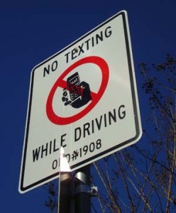 No Texting While Driving sign