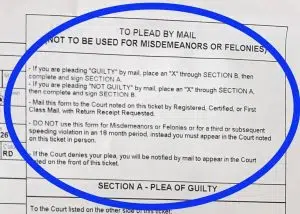 reckless driving ticket plea by mail