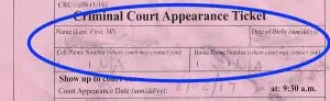 reckless driving ticket driver info