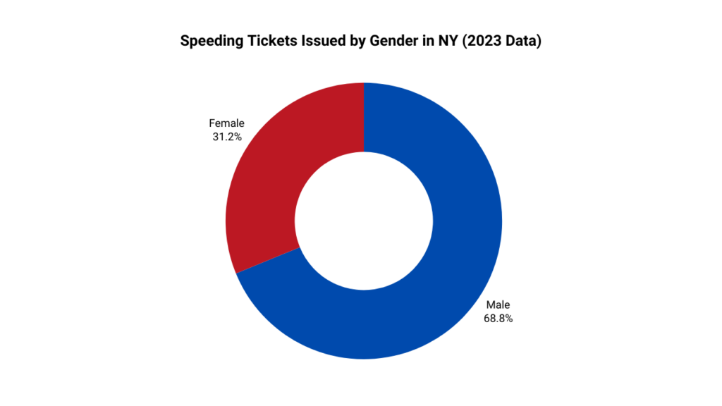 A chart showing the portion of speeding tickets issued by gender in NY during 2023.